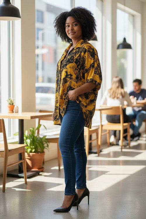 Chemisier imprimé peinture à l'encre